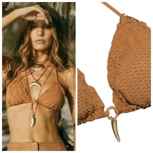 New Vix Scales Diara Ripple Triangle Bikini Top/Bottom Toffee Set NWT Medium